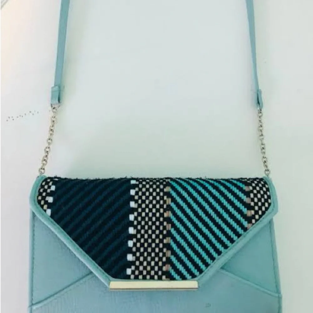 Apt 9 RFID Crossbody Wallet Mint Envelope Clutch NWT Woven Flap - Picture 2 of 6